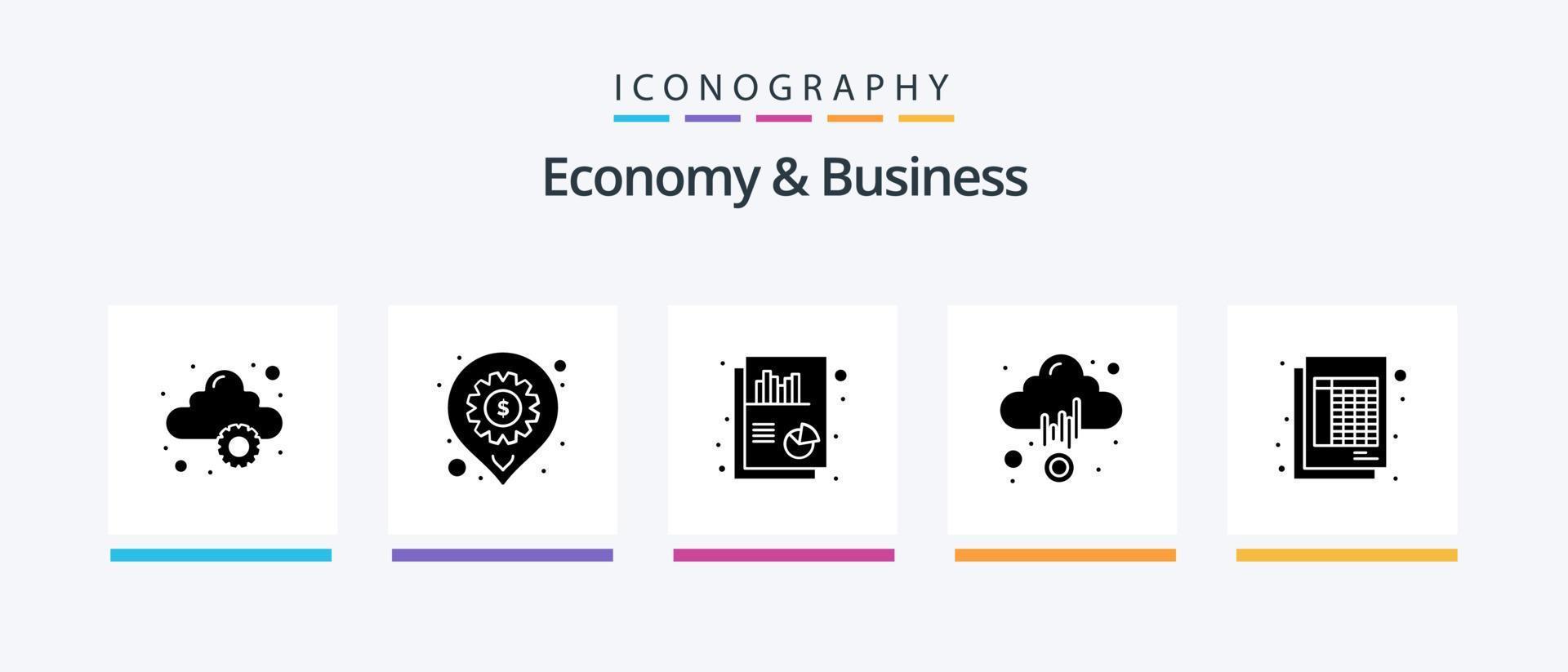 paquete de iconos de glifo 5 de economía y negocios que incluye archivo. cuadro. dinero. nube. diseño de iconos creativos vector