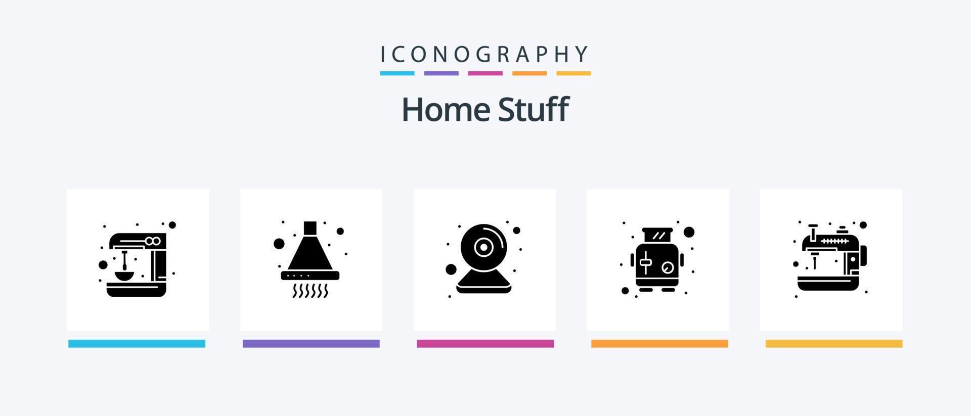 Home Stuff Glyph 5 Icon Pack Including machine. bread. cam. toaster. machine. Creative Icons Design vector