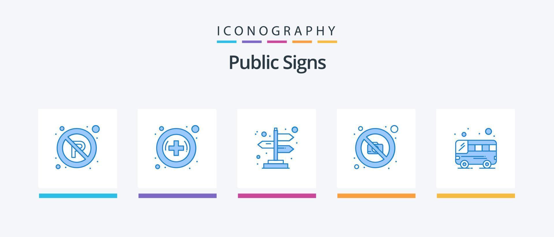 Public Signs Blue 5 Icon Pack Including . public. direction. bus. no. Creative Icons Design vector