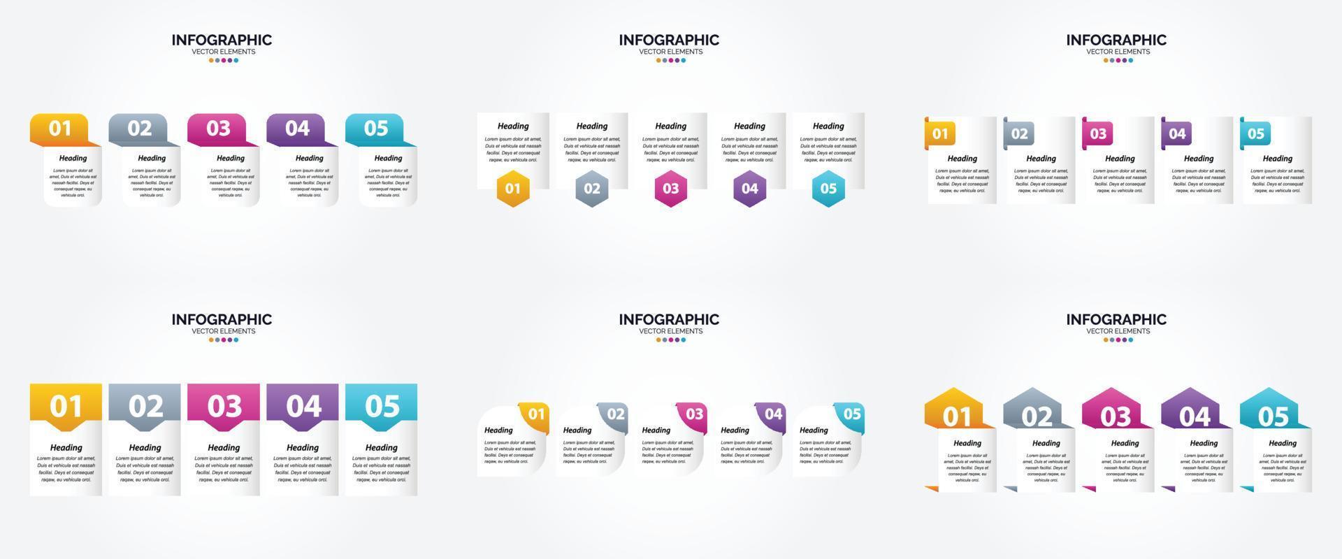 The flat design vector infographics in this set are ideal for advertising in a brochure. flyer. or magazine.