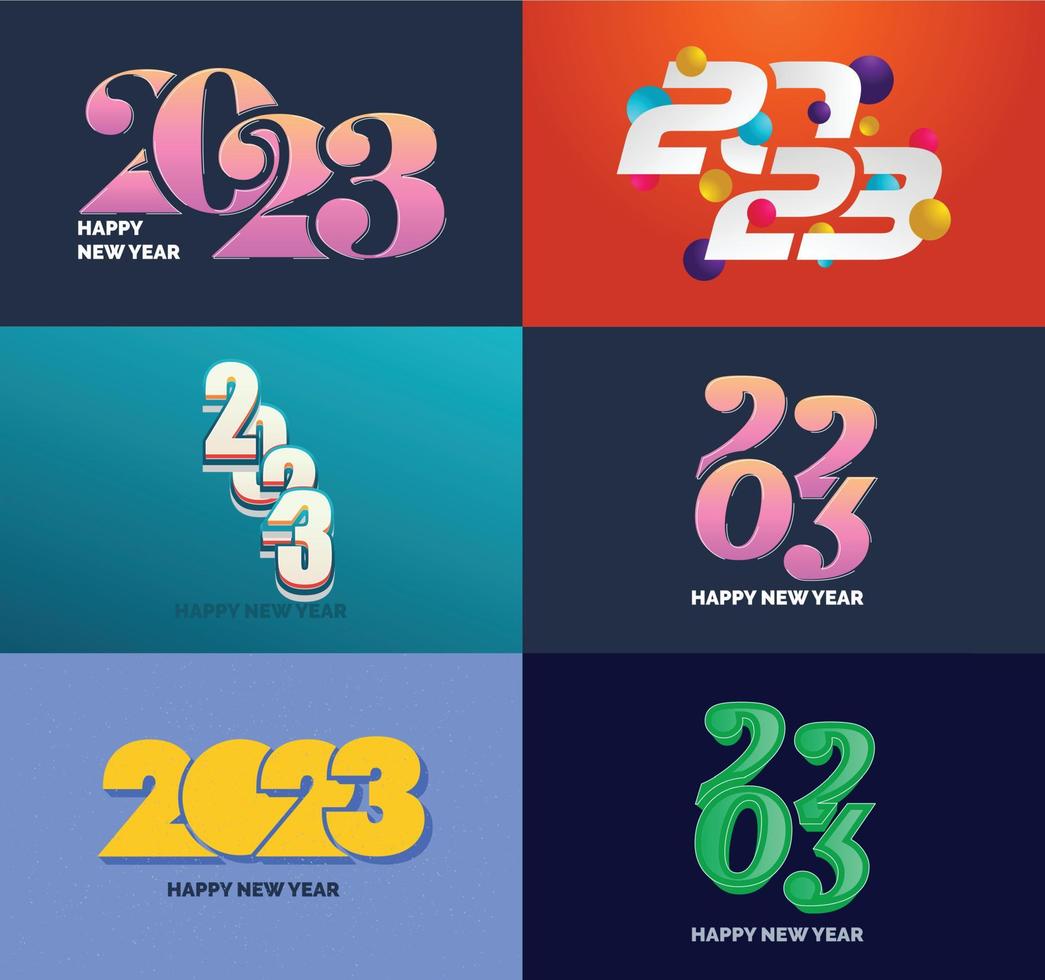 Big Set of 2023 Happy New Year logo text design 2023 number design template vector