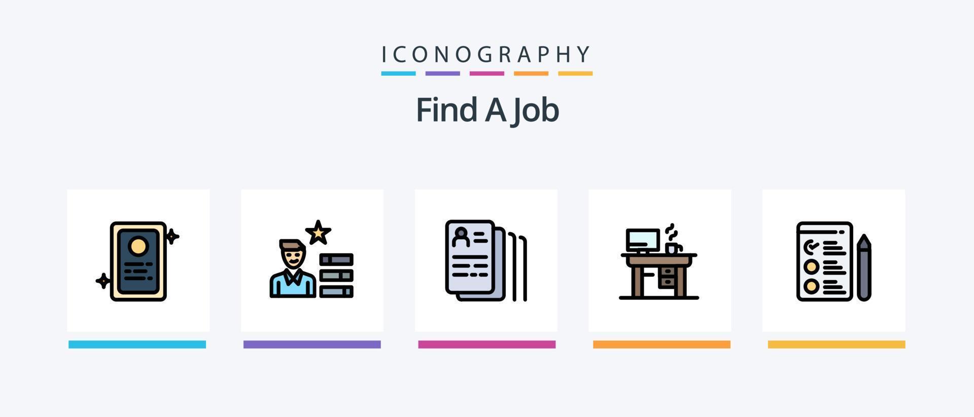 Find A Job Line Filled 5 Icon Pack Including laptop. test. mail. job application. good. Creative Icons Design vector