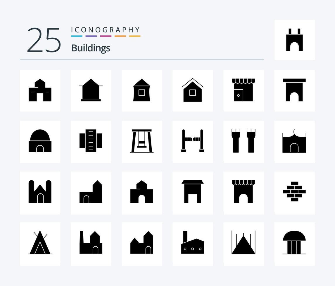 Buildings 25 Solid Glyph icon pack including city building. apartments. shop. real estate. islamic building vector