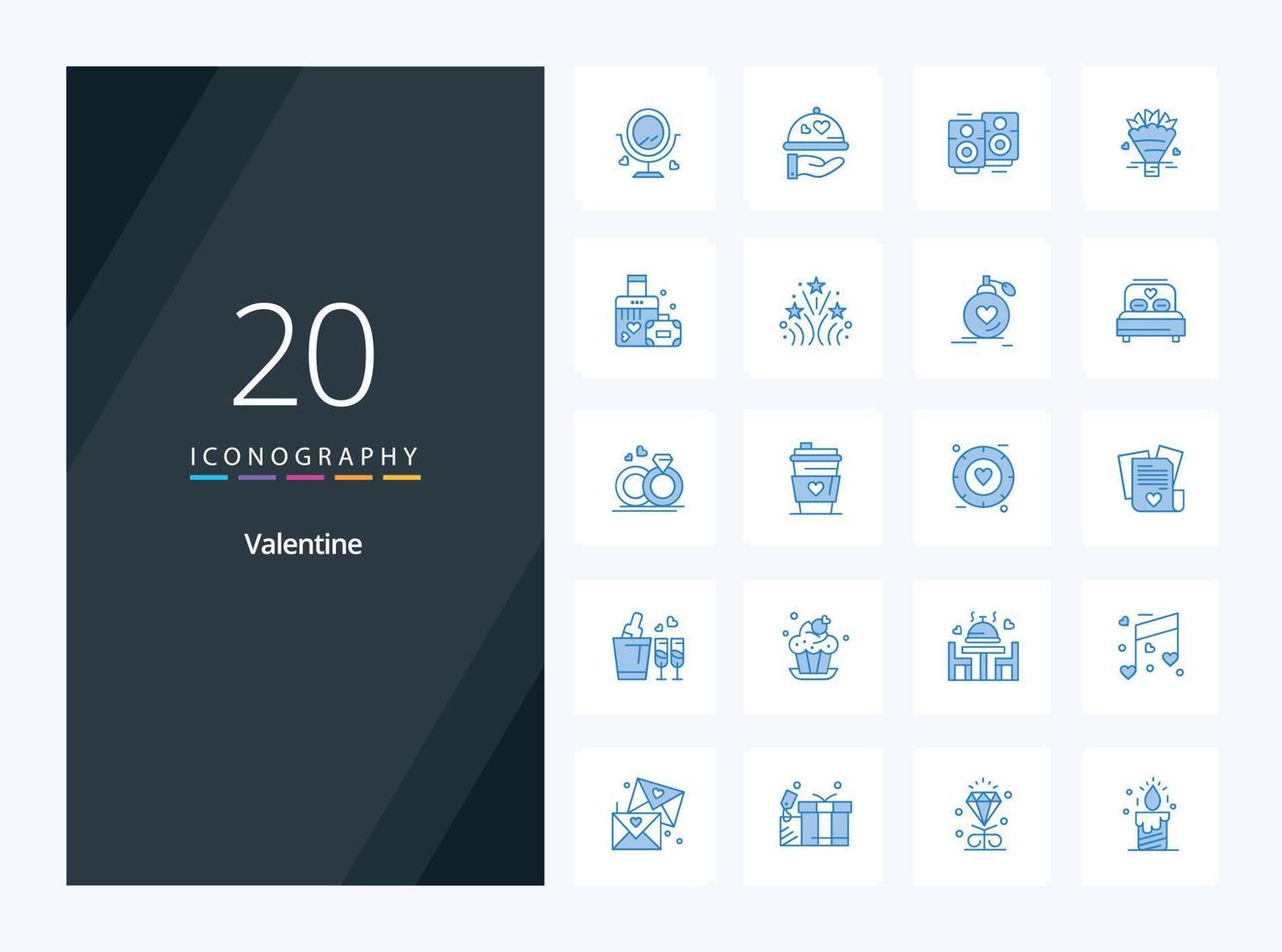 20 Valentine Blue Color icon for presentation vector