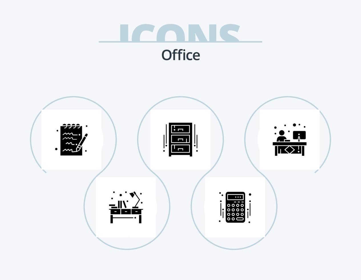 Office Glyph Icon Pack 5 Icon Design. clerk. office draw. money. interior. draw vector