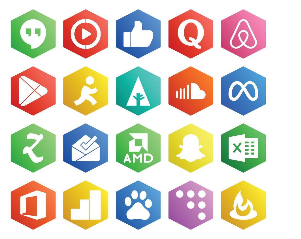 20 Social Media Icon Pack Including inbox facebook apps meta sound vector