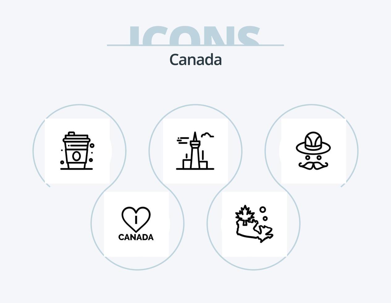 Canada Line Icon Pack 5 Icon Design. canada. alpine. heart. leaf. water vector