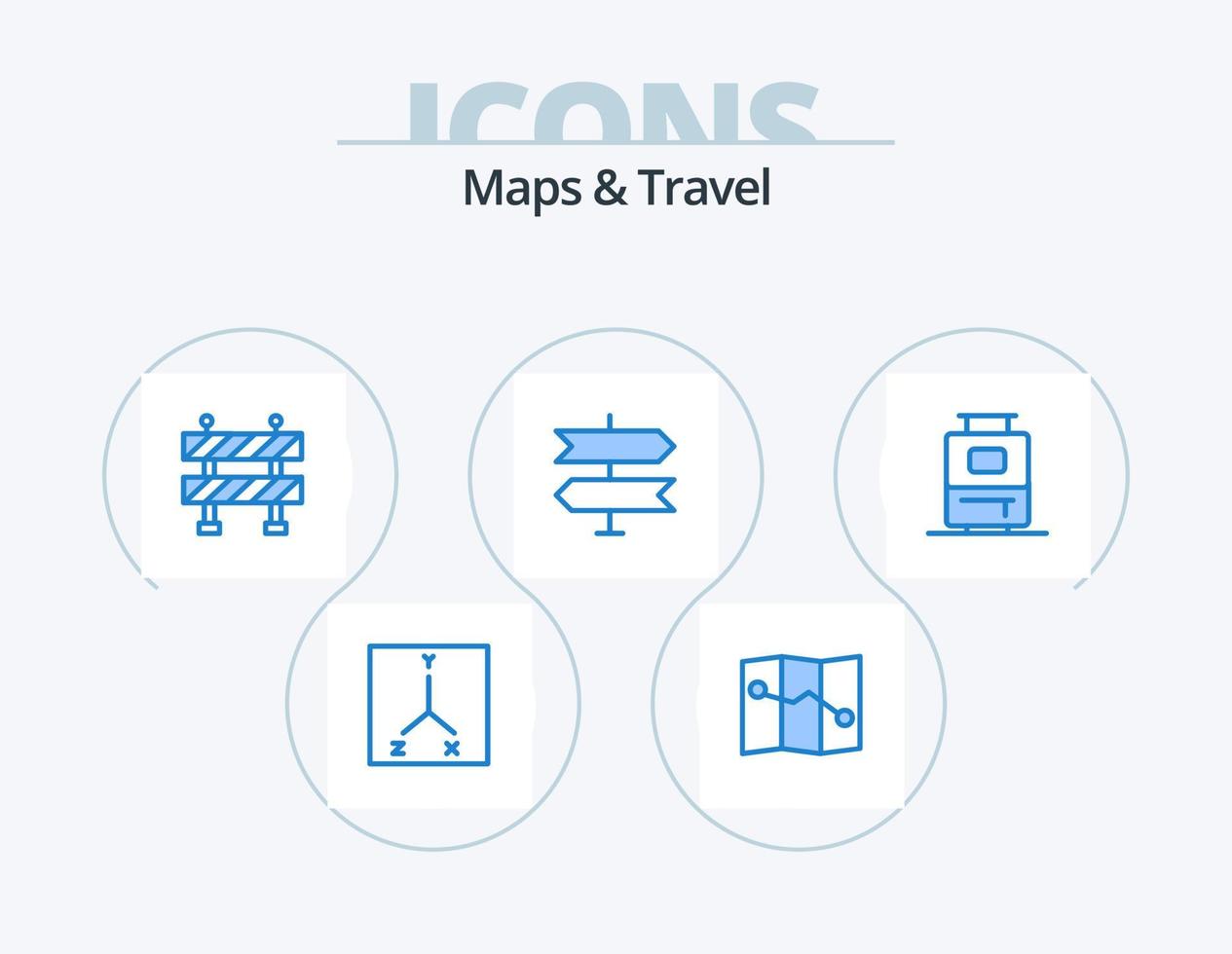 Maps and Travel Blue Icon Pack 5 Icon Design. . location. vacation vector