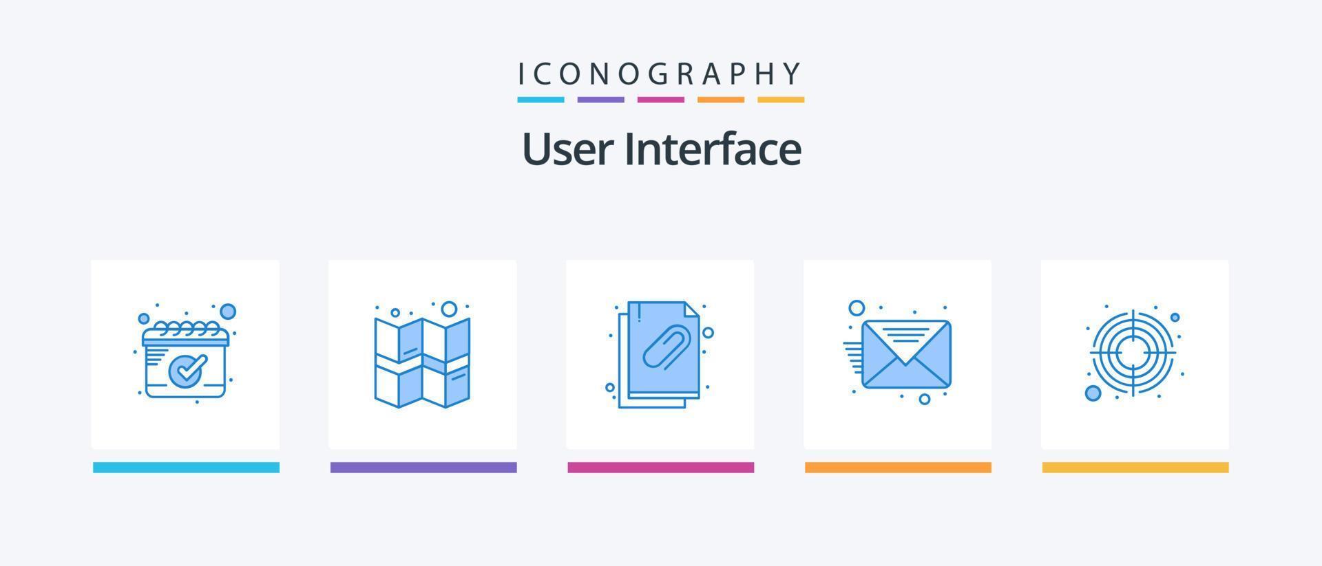 interfaz de usuario azul 5 paquete de iconos que incluye . meta. documento. flecha. mensaje. diseño de iconos creativos vector