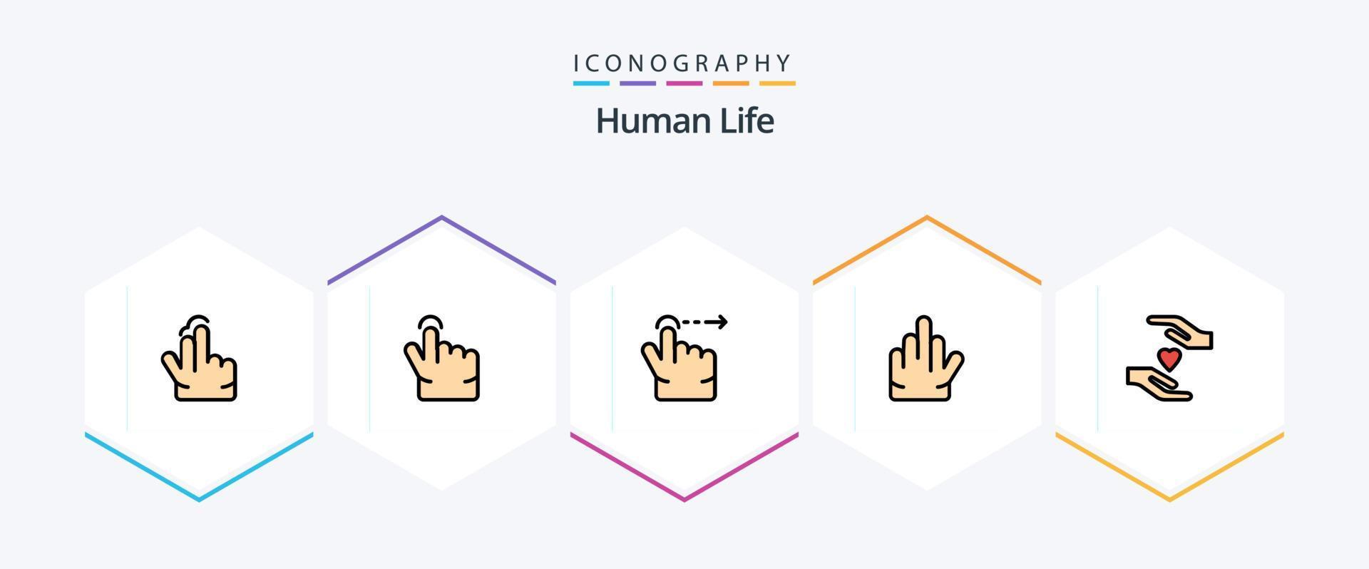 paquete de íconos humanos de 25 líneas completas que incluye . amar. gesto. manos. detener vector