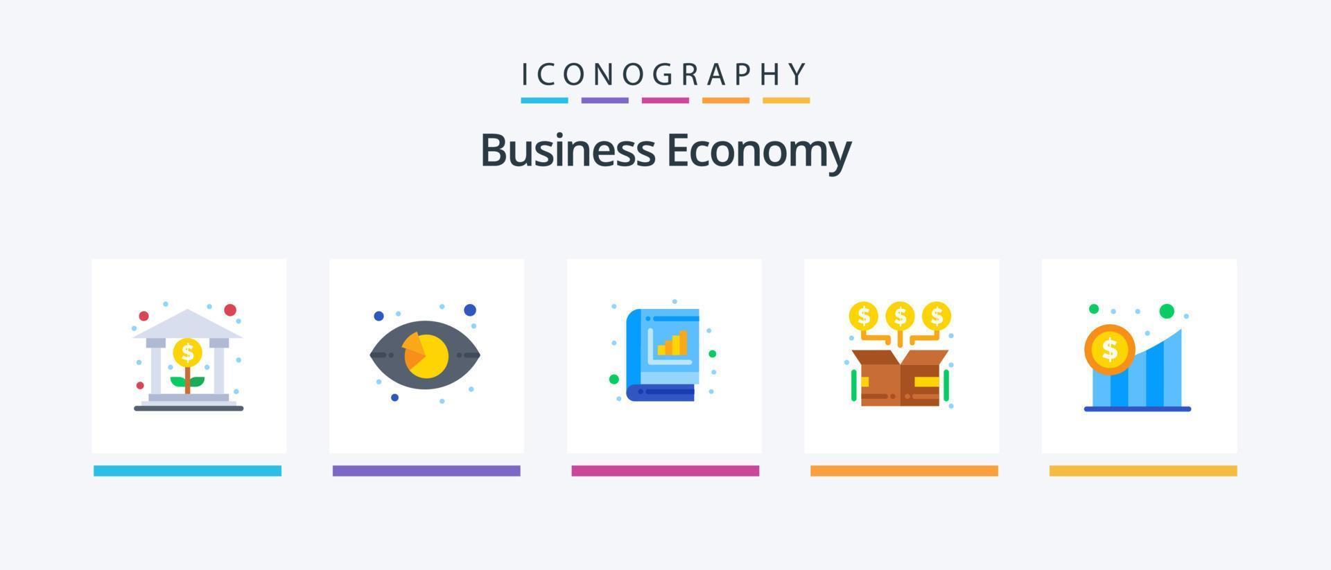 Economy Flat 5 Icon Pack Including money. buy. marketing. box. graph. Creative Icons Design vector