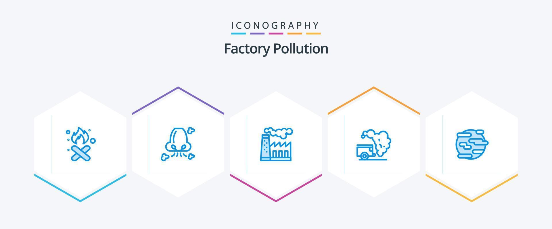 Factory Pollution 25 Blue icon pack including pollution. environment. nose. dump. production vector