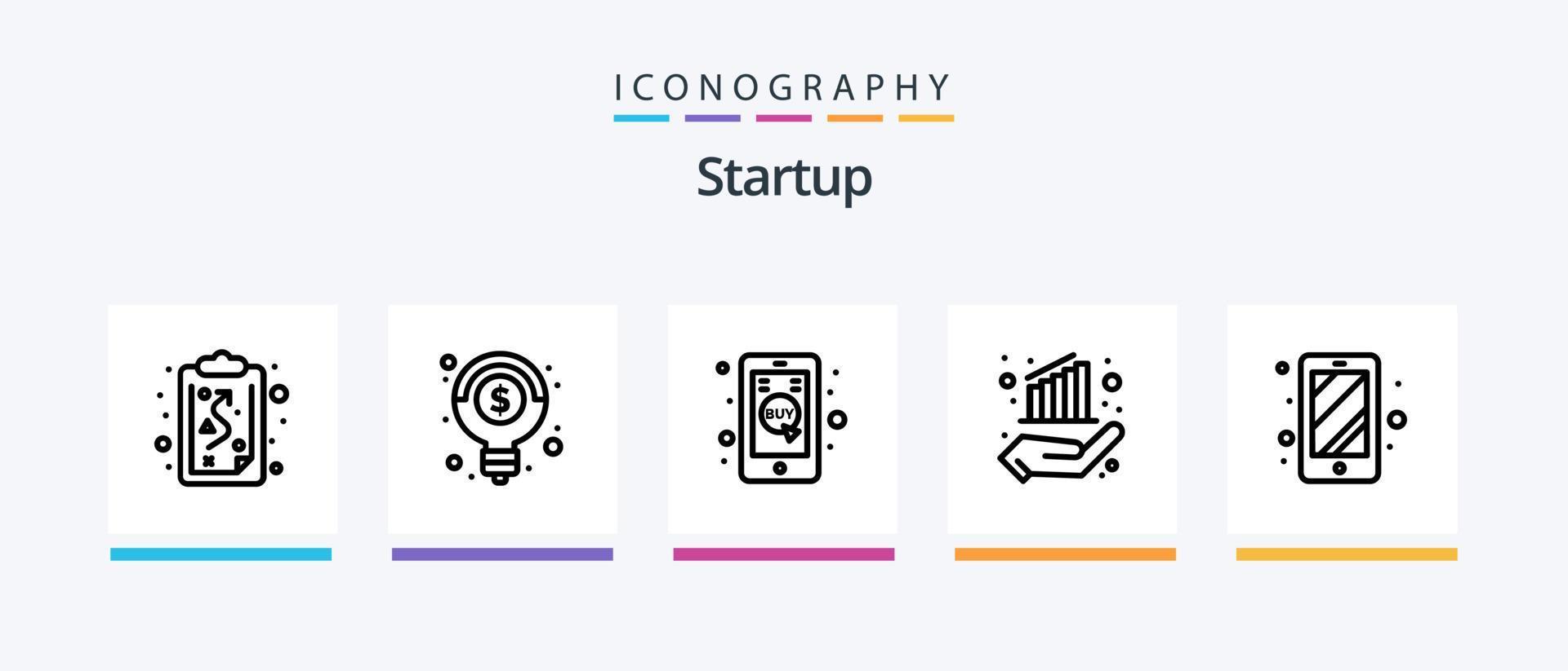 Startup Line 5 Icon Pack Including flag. vision. click mobile. look. globe. Creative Icons Design vector