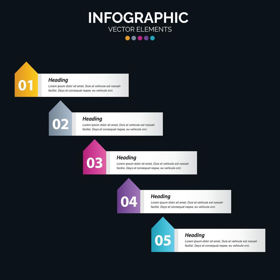 Diagrama de infografía de 5 opciones Informe anual Diseño web Concepto de negocio Pasos o procesos vector