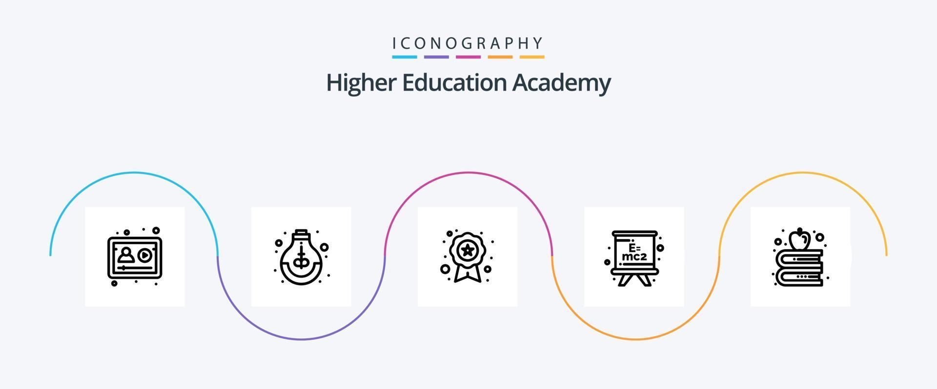 Academy Line 5 Icon Pack Including apple. board. study. blackboard. school vector