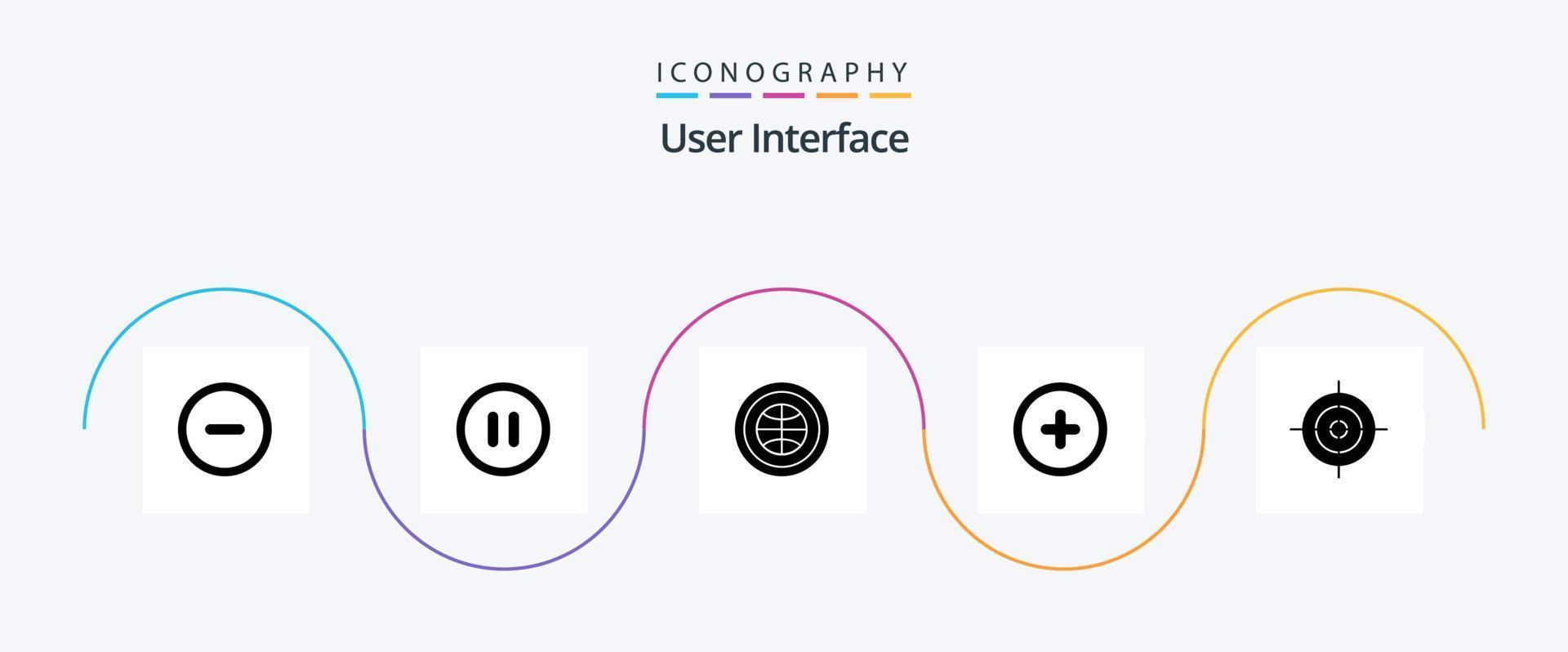 User Interface Glyph 5 Icon Pack Including . interface. internet. aim. plus vector