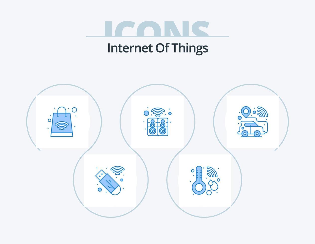 Internet Of Things Blue Icon Pack 5 Icon Design. smart car. gps location. online shopping. technology. smart vector