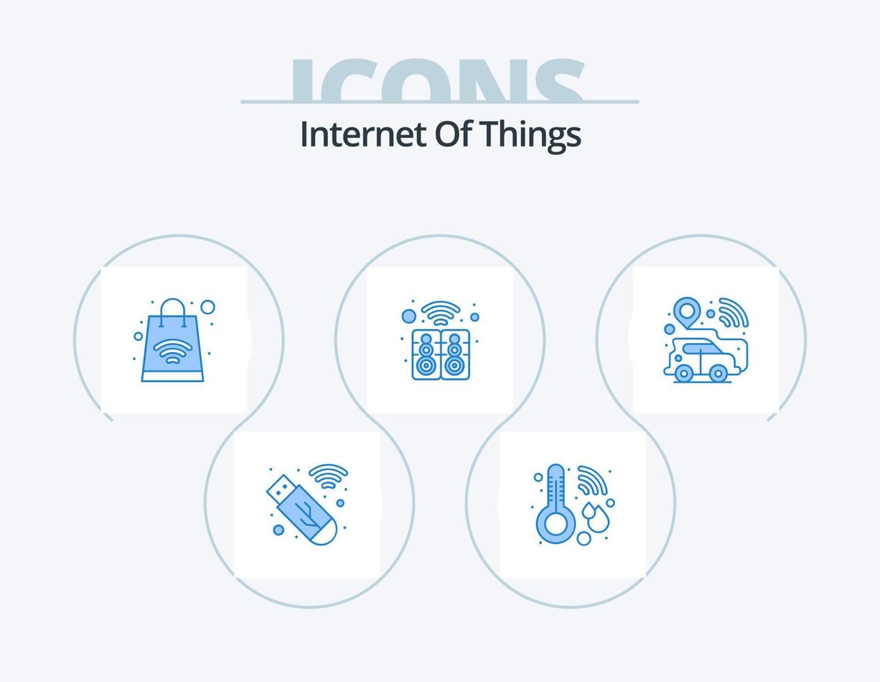 internet de las cosas paquete de iconos azul 5 diseño de iconos. Auto inteligente. ubicación GPS. las compras en línea. tecnología. elegante vector