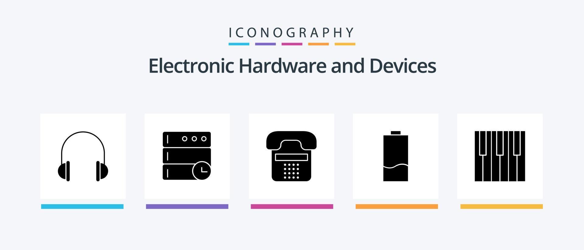 paquete de iconos de glifo 5 de dispositivos que incluye bajo. electricidad. llamar. eléctrico. teléfono. diseño de iconos creativos vector