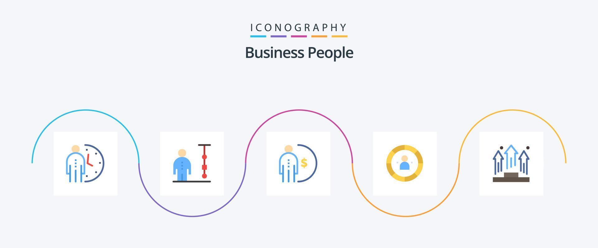 paquete de iconos planos de 5 personas de negocios que incluye eficiencia. cuadro. gestión empresarial. dinero. ingreso vector