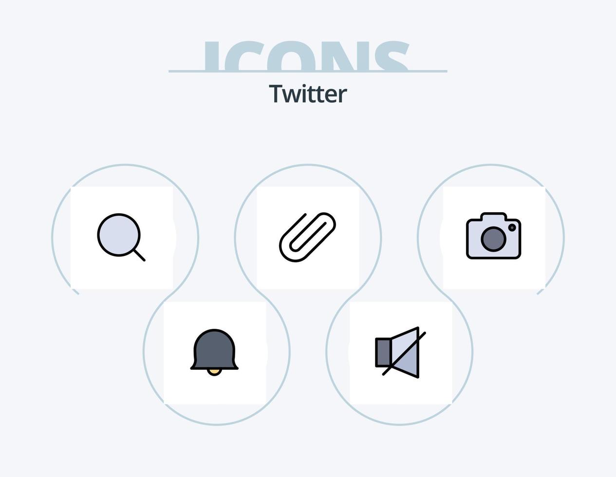 paquete de iconos llenos de línea de twitter 5 diseño de iconos. texto. bloqueado. gorjeo. cerrar con llave. papel vector