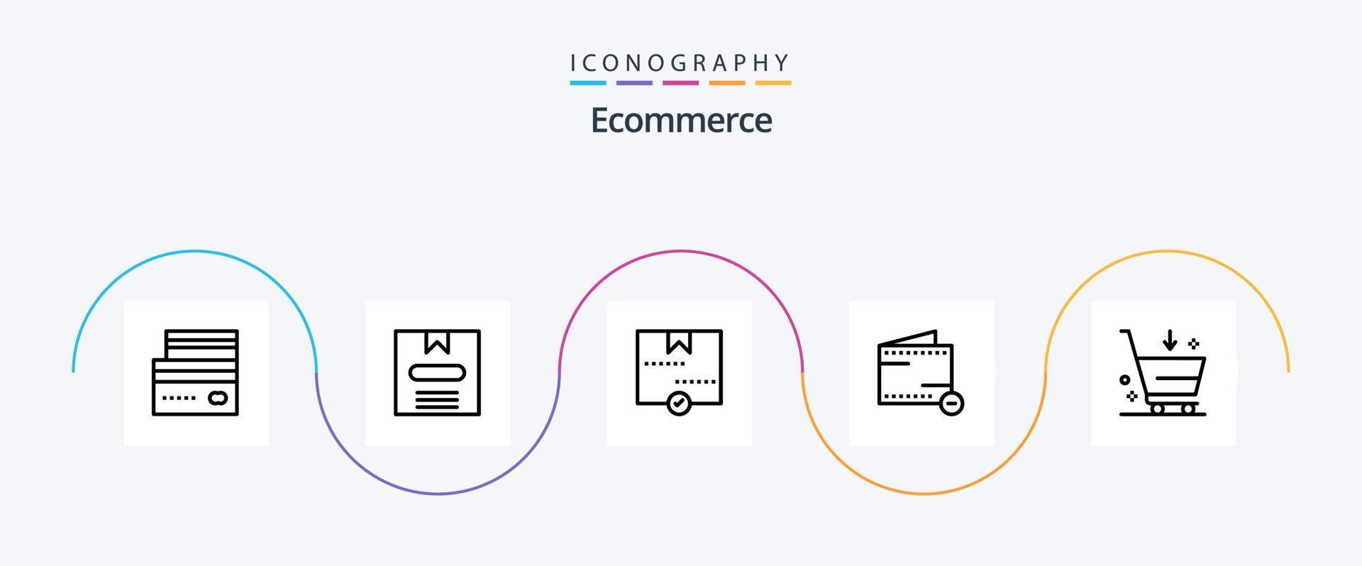 paquete de iconos de la línea 5 de comercio electrónico que incluye billetera. mi. esconder. comercio. paquete vector