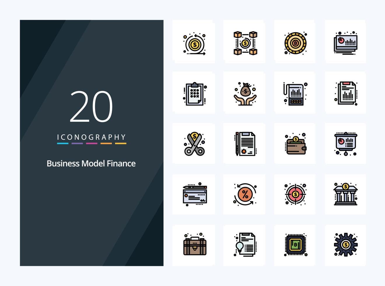 20 Finance line Filled icon for presentation vector