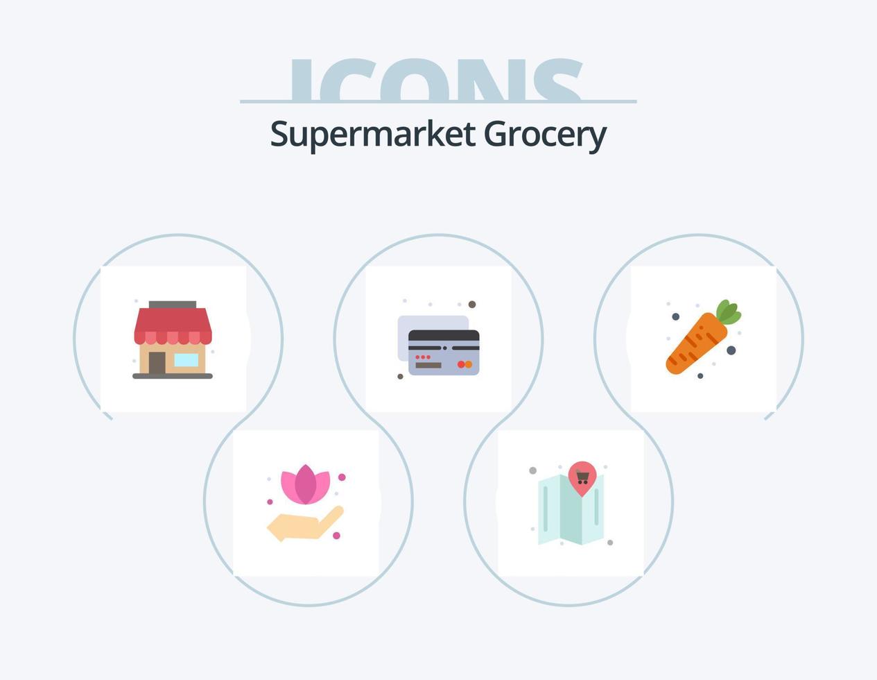 paquete de iconos planos de comestibles 5 diseño de iconos. . . tienda web. verdura. zanahoria vector