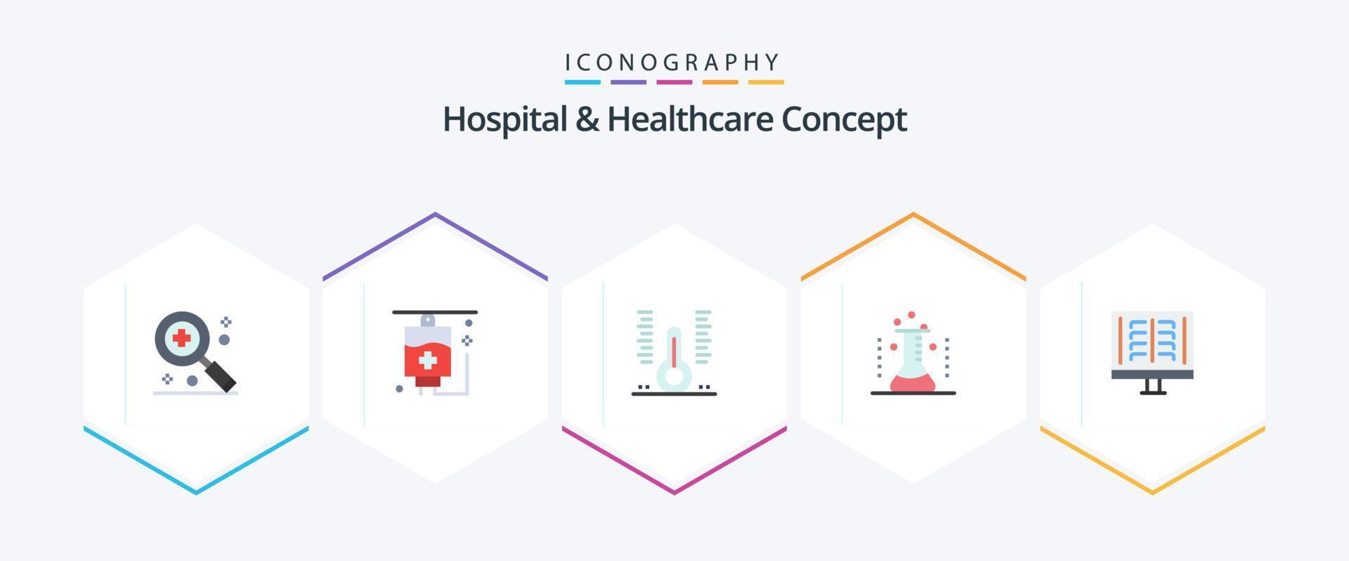 Hospital and Healthcare Concept 25 Flat icon pack including xray. radioscopy. health. radiology. medical vector