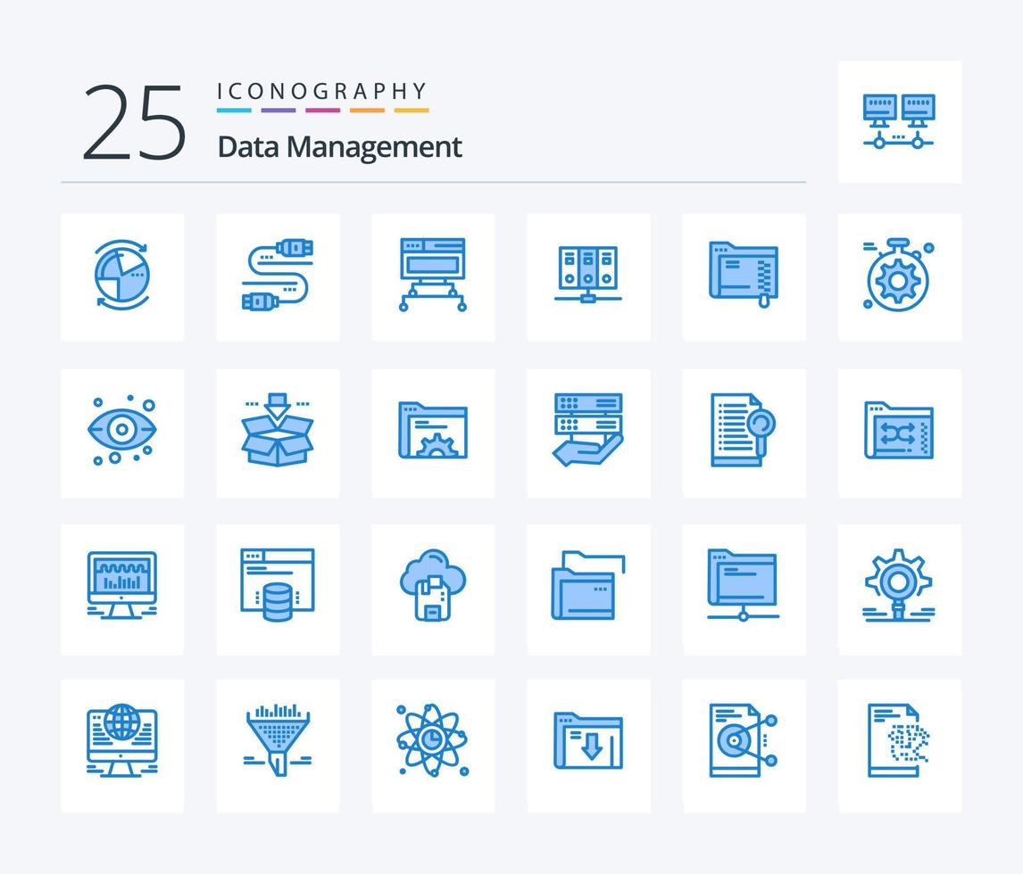 Data Management 25 Blue Color icon pack including data. server. share. mainframe. database vector