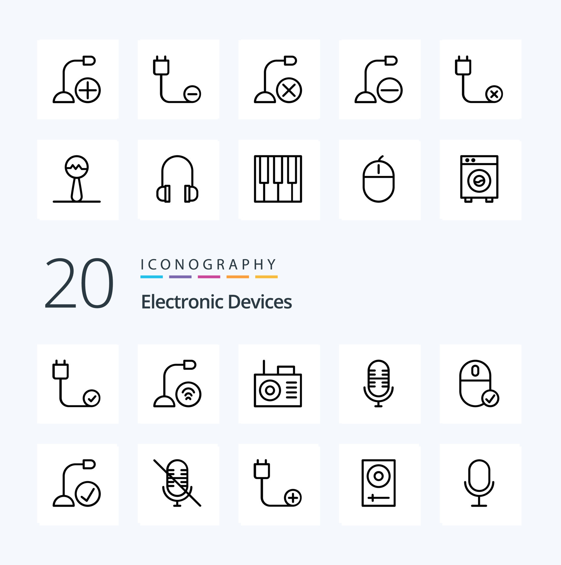 20 Devices Line icon Pack like gadget computers gadget power devices