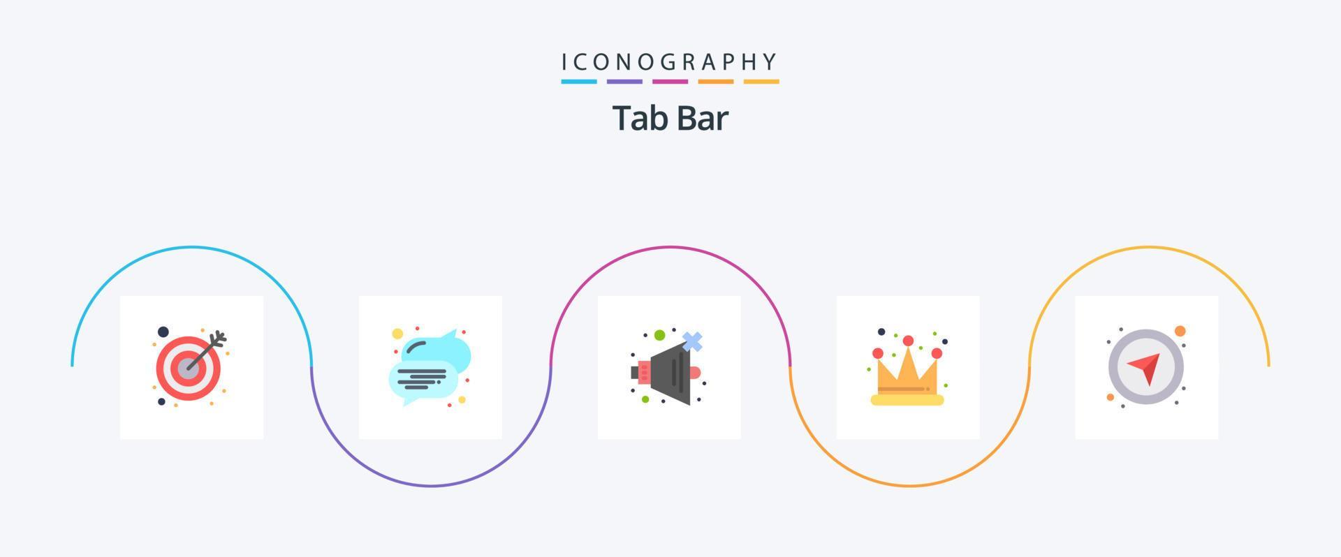Tab Bar Flat 5 Icon Pack Including . navigational. volume. gps. compass