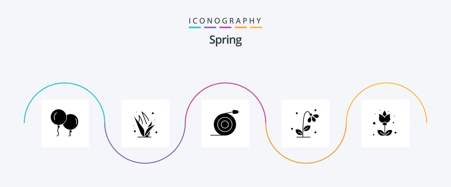 Spring Glyph 5 Icon Pack Including flora. spring. flow. nature. floral vector