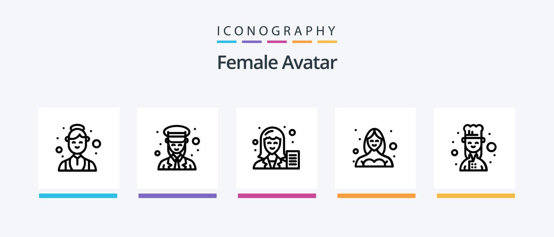 Female Avatar Line 5 Icon Pack Including writer. scientist. medical. female. snooker. Creative Icons Design vector