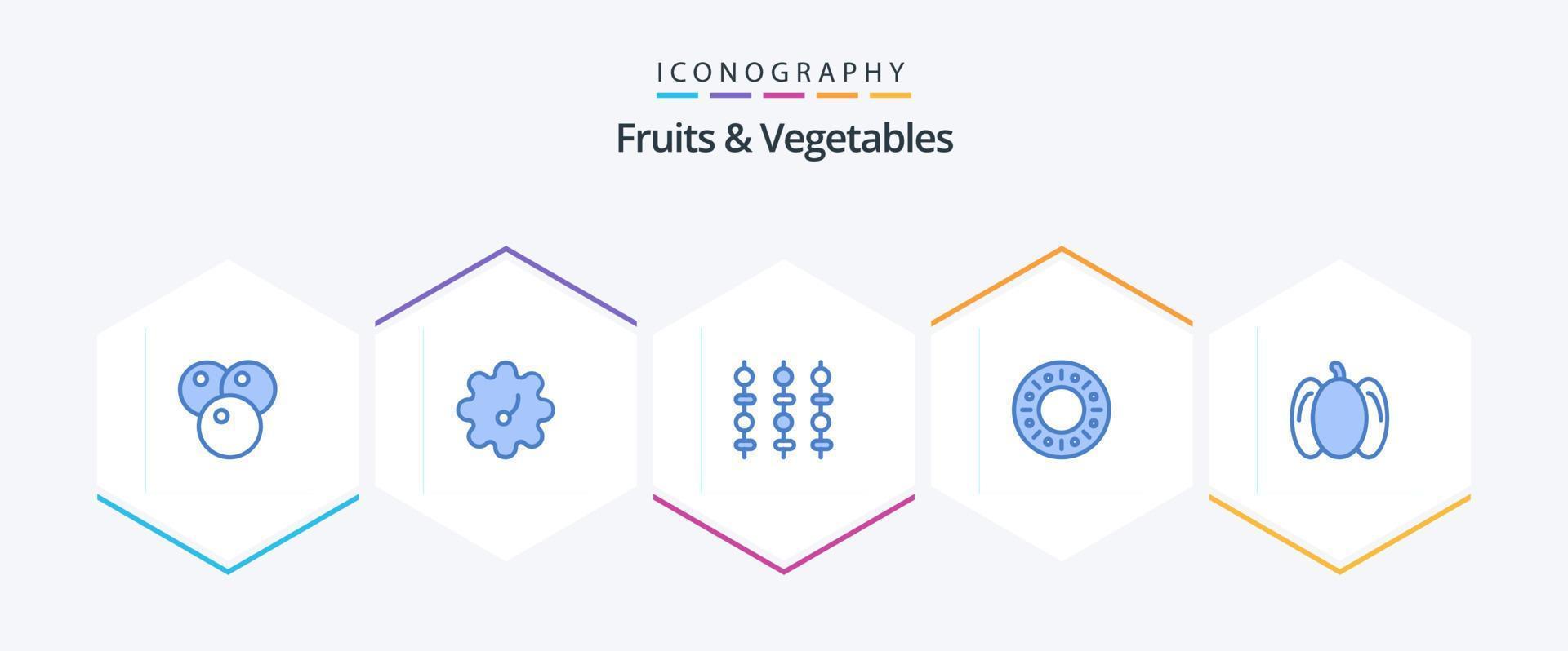 Fruits and Vegetables 25 Blue icon pack including . . vegetables. vegetables. food vector