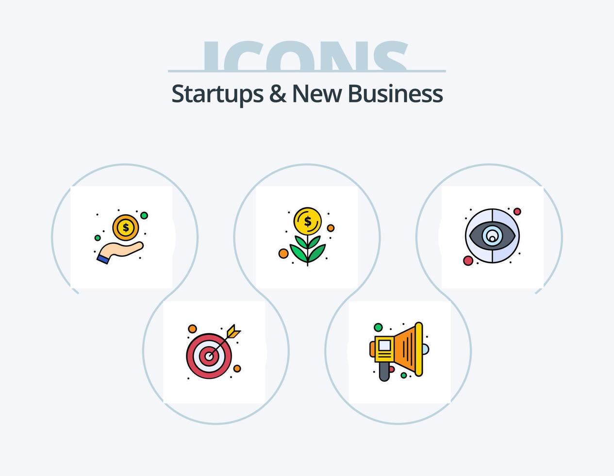 Startups And New Business Line Filled Icon Pack 5 Icon Design. payment. grow. web. finance. mountain vector