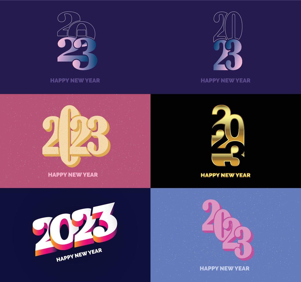 Big Collection of 2023 Happy New Year symbols Cover of business diary for 2023 with wishes vector