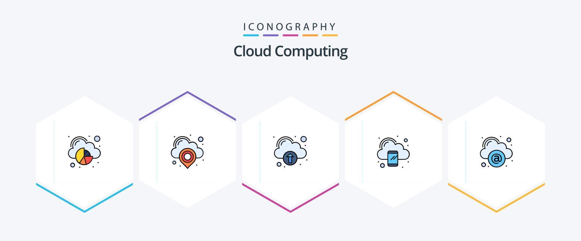Cloud Computing 25 FilledLine icon pack including mail. phone. technology. mobile. computing vector