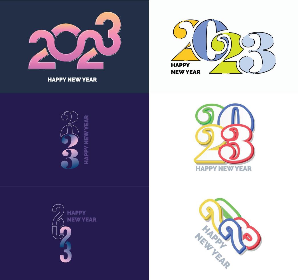 Big Collection of 2023 Happy New Year symbols Cover of business diary for 2023 with wishes vector