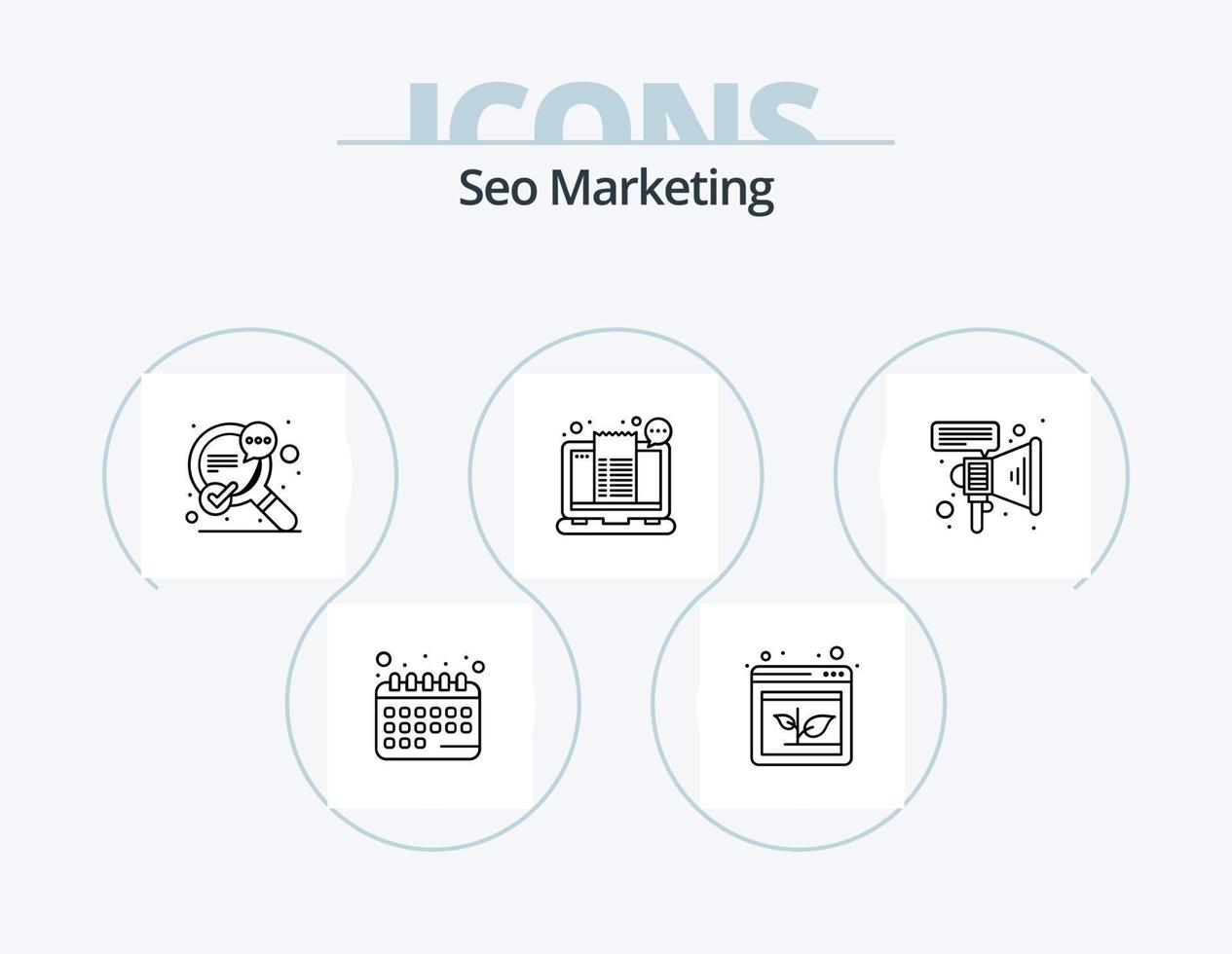 Seo Marketing Line Icon Pack 5 Icon Design. seo. seo. search. idea. campaigns vector