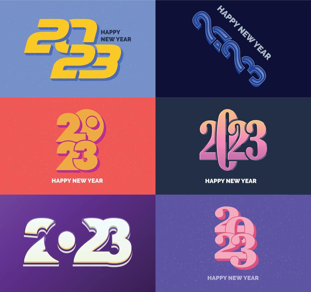 Big Set of 2023 Happy New Year logo text design 2023 number design template vector