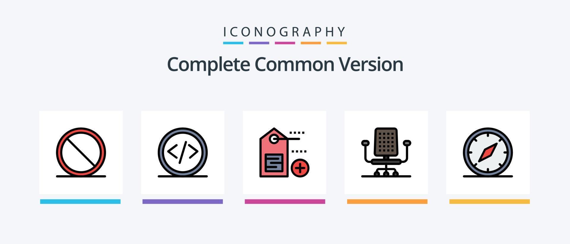 Complete Common Version Line Filled 5 Icon Pack Including education. college. chair. fashion. cap. Creative Icons Design vector