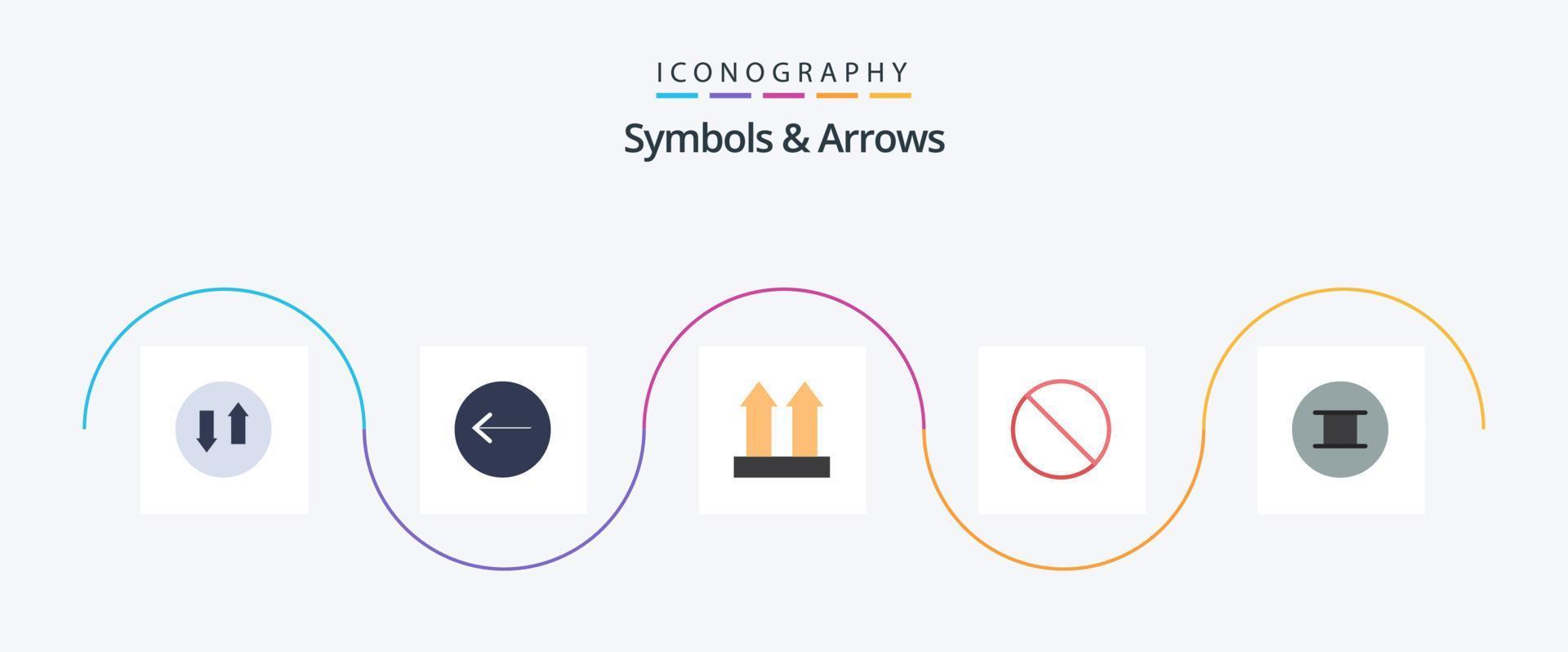 Paquete de 5 iconos planos de símbolos y flechas que incluye. creencias. envío. antiguo. prohibido vector