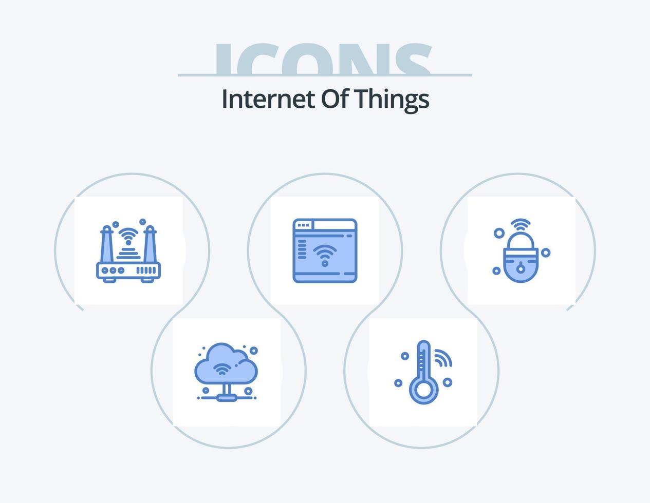 Internet Of Things Blue Icon Pack 5 Icon Design. iot. webpage. iot. router. internet vector
