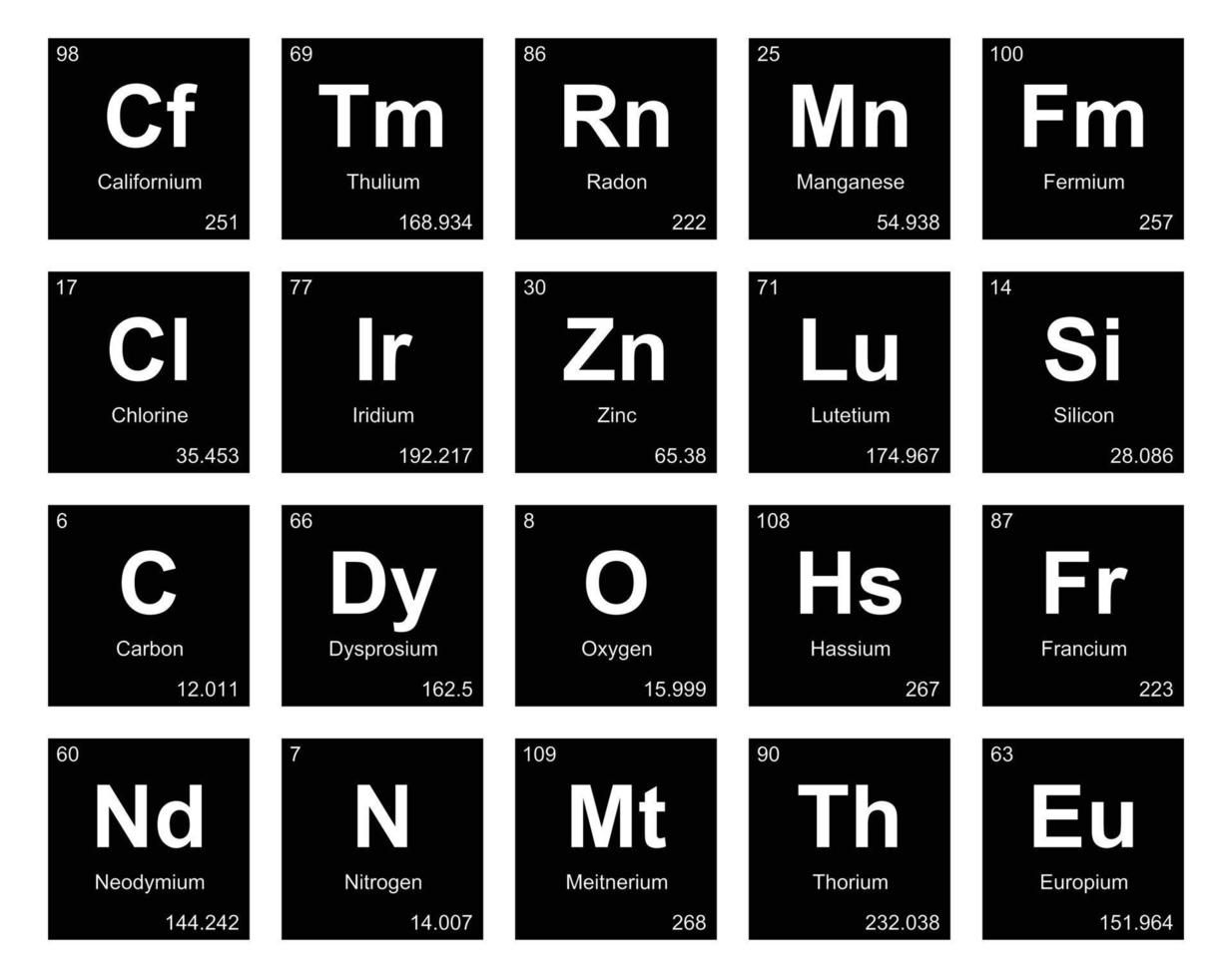 20 Preiodic table of the elements Icon Pack Design vector