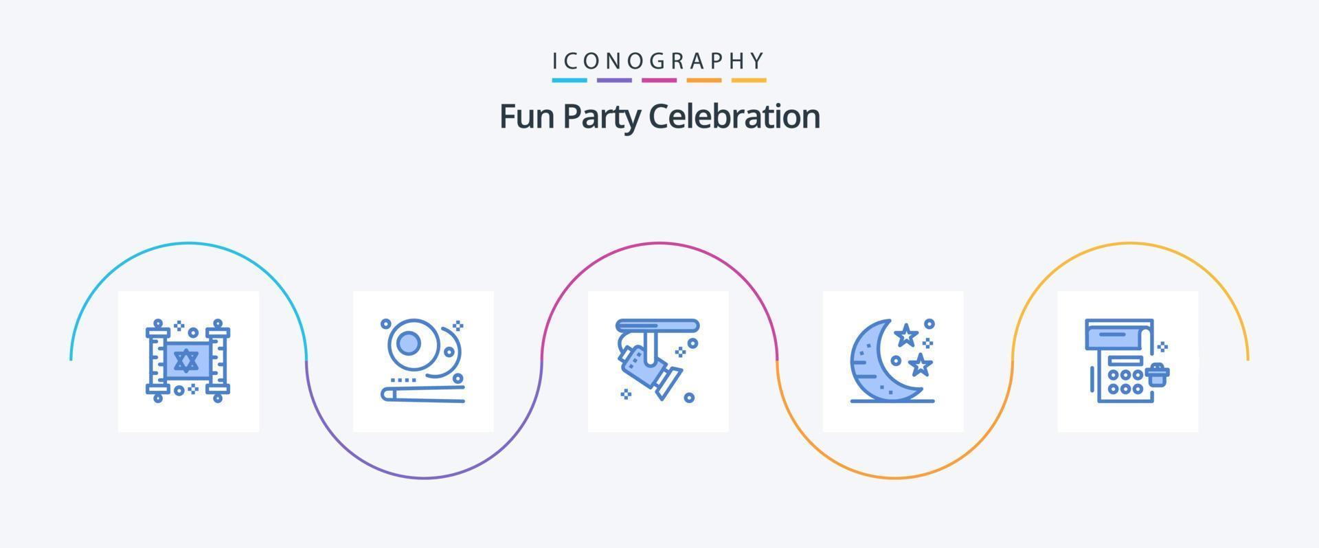 Party Blue 5 Icon Pack Including date. party. bright. night. bar vector