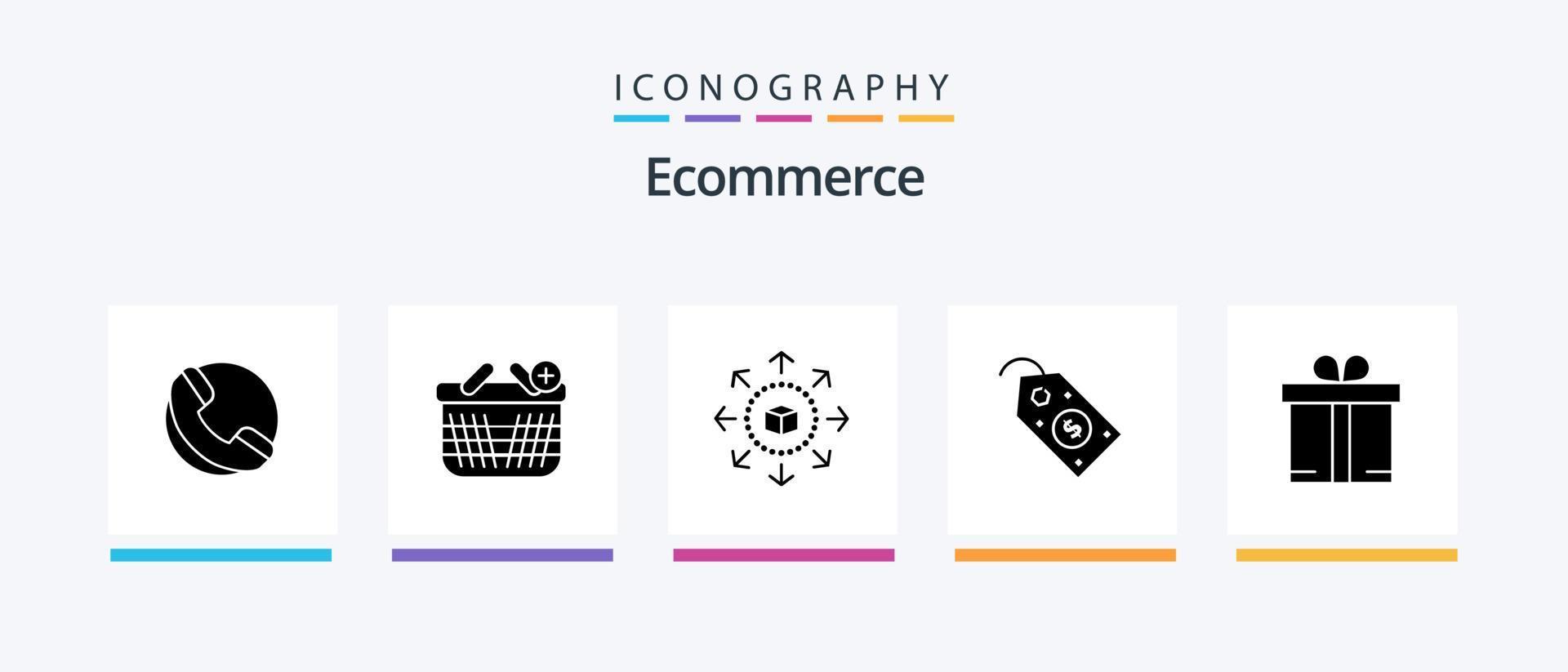 Ecommerce Glyph 5 Icon Pack Including shopping. gift. eshop. tag. label. Creative Icons Design vector