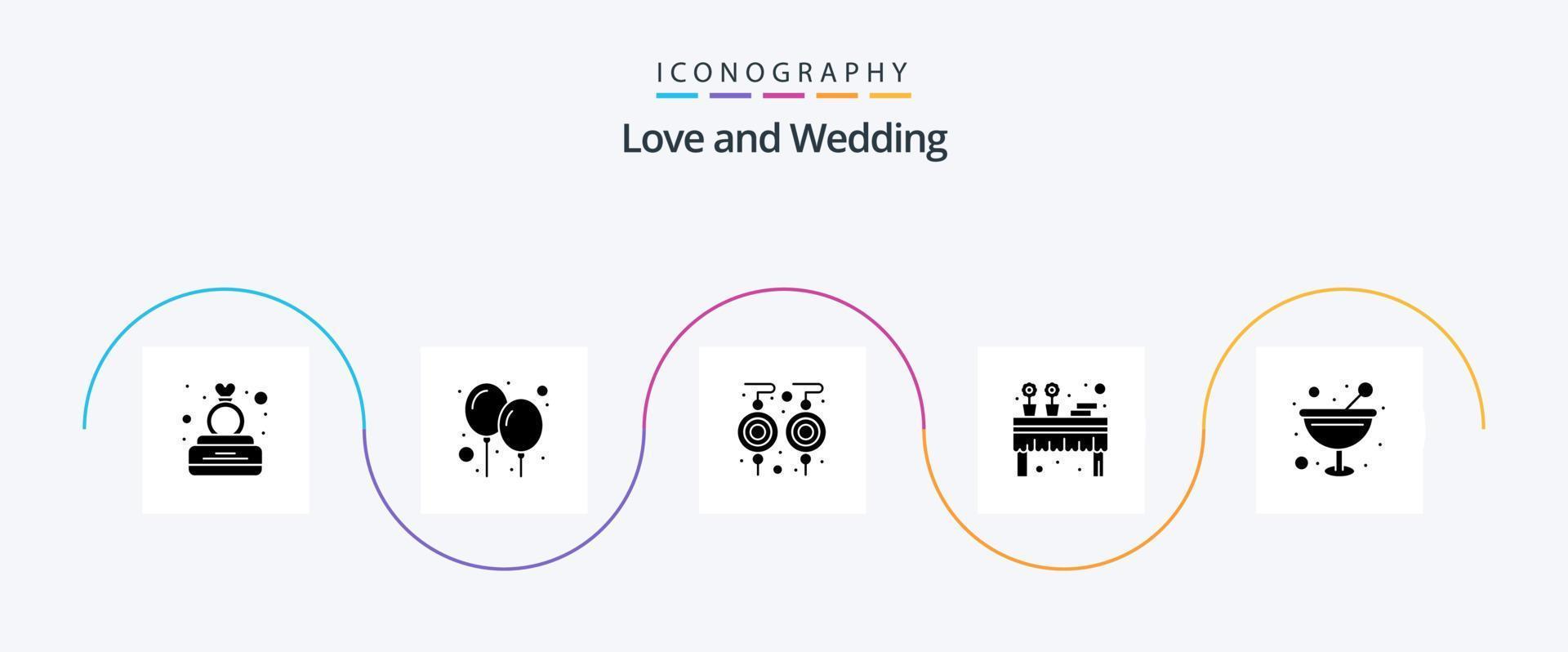 Wedding Glyph 5 Icon Pack Including table. event. accessory. dinner. banquet vector