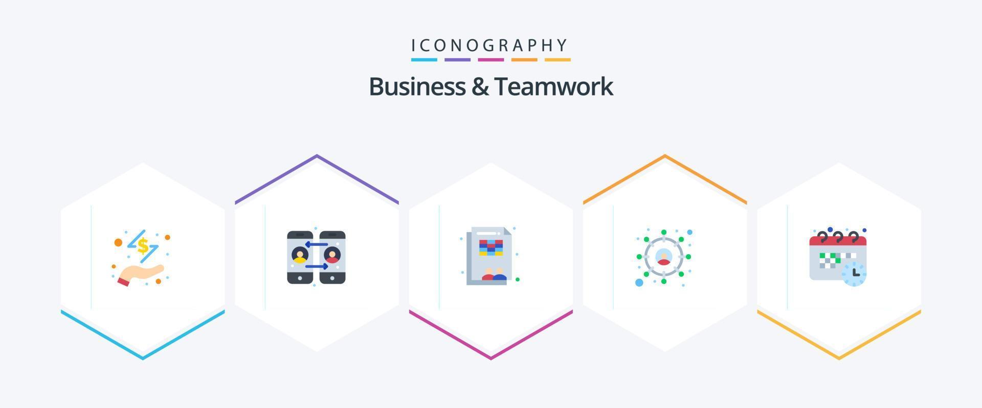Business And Teamwork 25 Flat icon pack including appointment. schedule. sheet. calendar. target vector