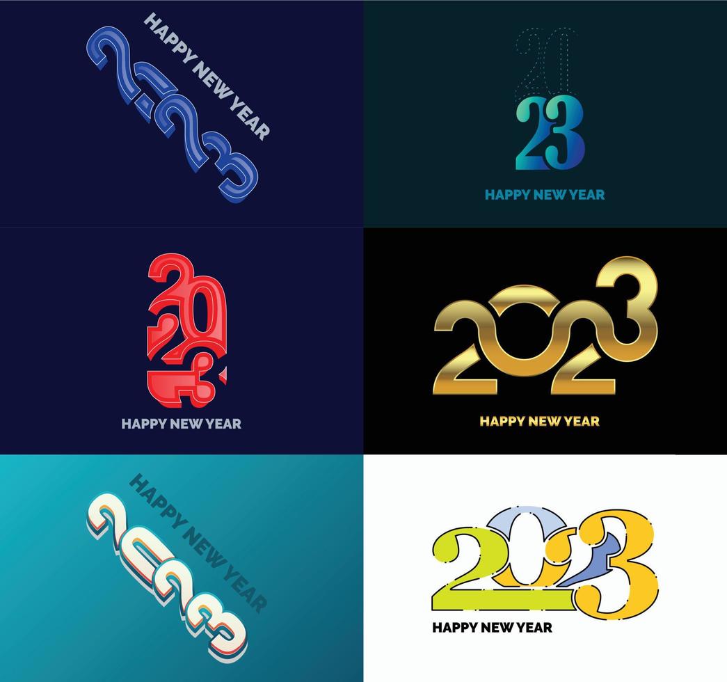 gran conjunto de 2023 feliz año nuevo diseño de texto de logotipo plantilla de diseño de número 2023 vector